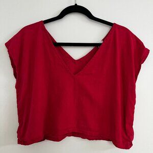 Red Linen Crop Top